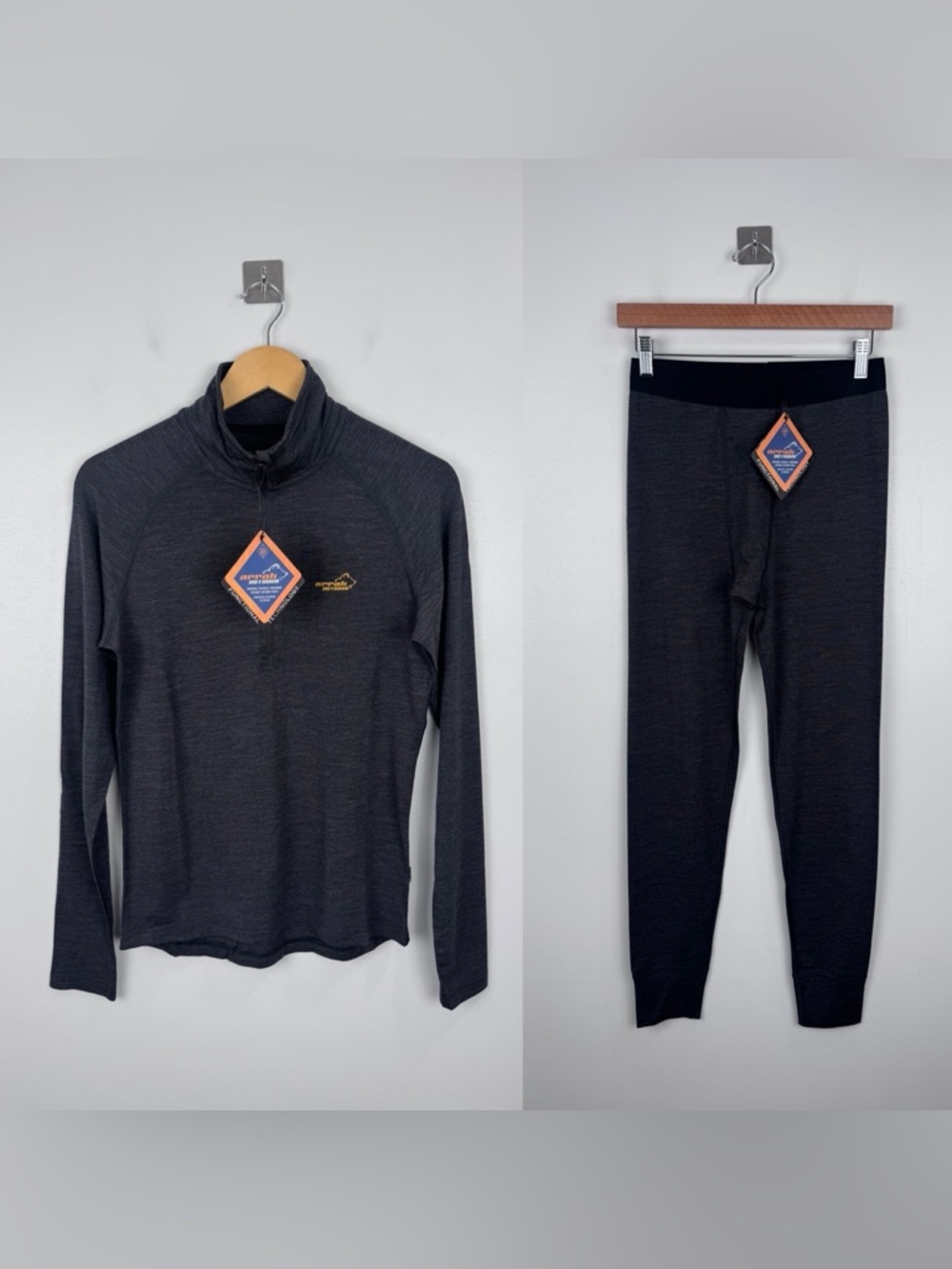 NWT Arrak Outdoor Men 2 Piece Baselayer Set Awesome Wool Tee & Pant Size Small